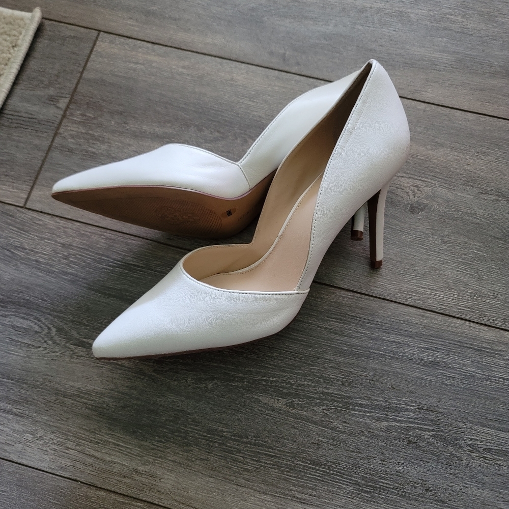 Vince Camuto white pointed toe heels